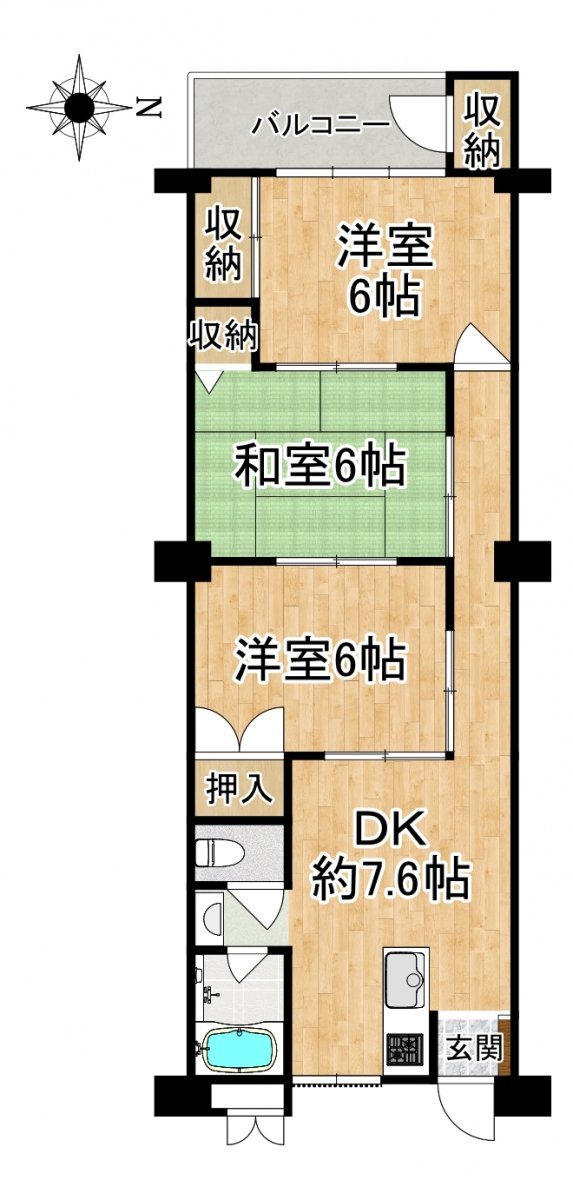 ★建物面積53.67㎡、3DK★